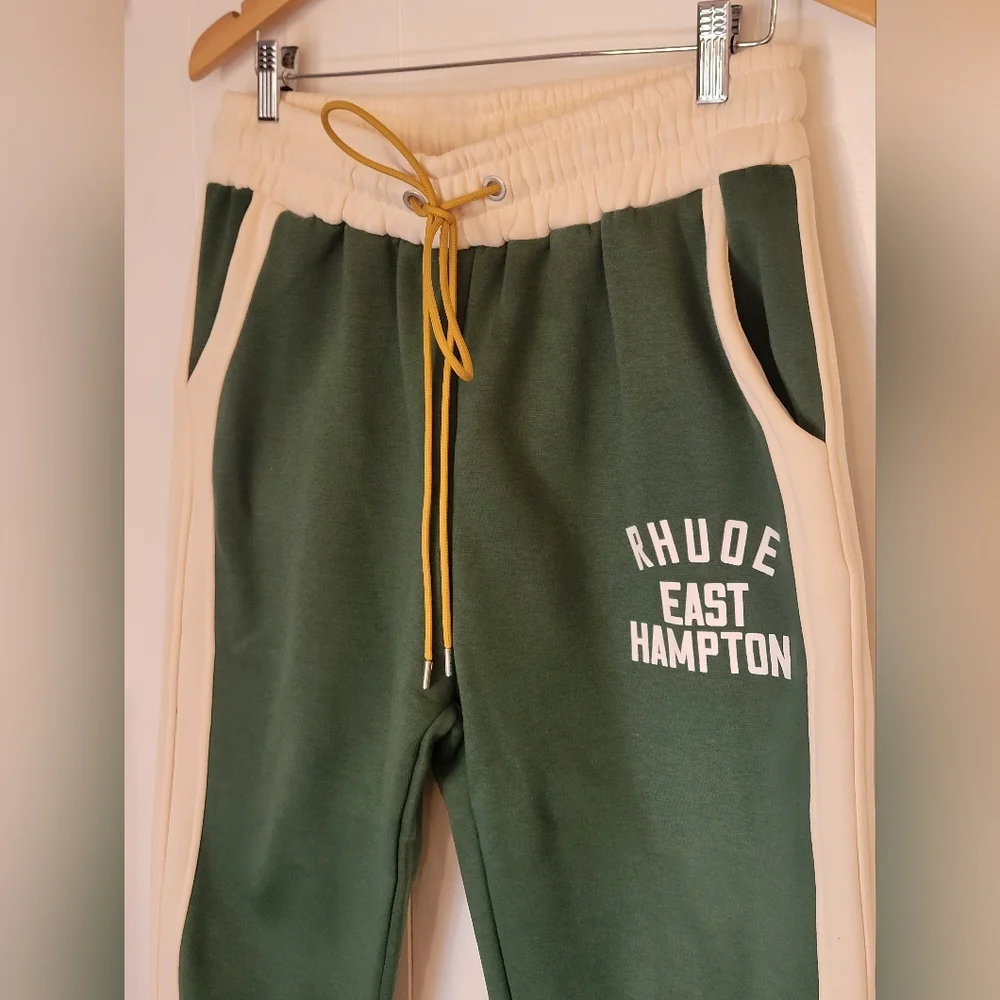 Inspired Rhude Green and Cream Sweatpants - Picture 2 of 5